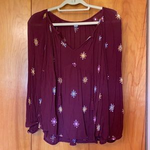 Maroon Old Navy Blouse (with design)